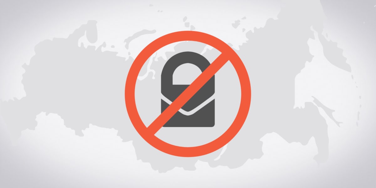 An illustration of Proton Mail being blocked in Russia.