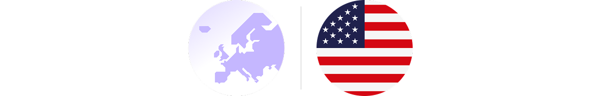The continent of Europe and the American flag