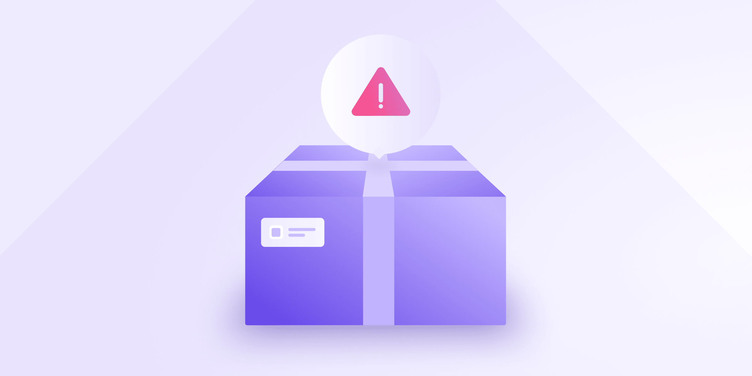 The cover image for a Proton Pass blog about brushing scams, which shows a package with a warning sign above it