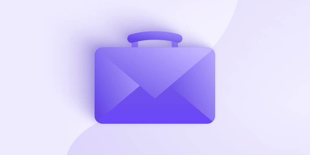 An illustrative briefcase in the center of a plain background