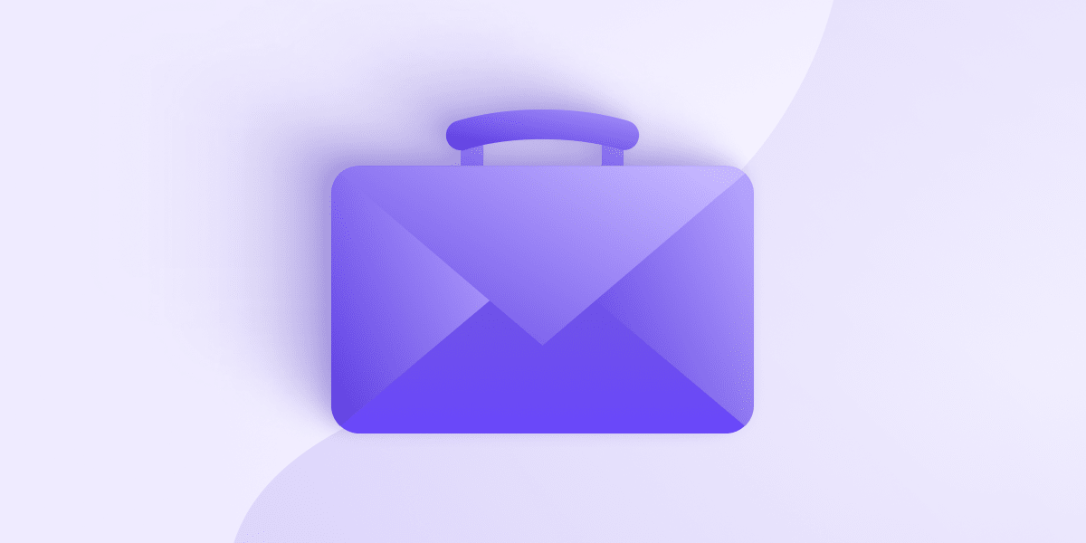 An illustrative briefcase in the center of a plain background