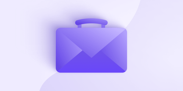An illustrative briefcase in the center of a plain background