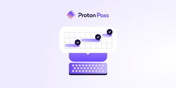 the cover image for a proton pass blog giving a spring roadmap update. the image shows a desktop computer with a speech bubble with several password fields containing ticks