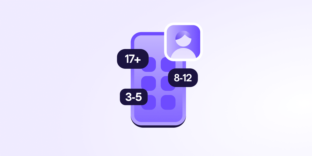 An image showing a phone screen with a child icon and three icons with '17+' '8-12' and '3-5' to indicate age ratings