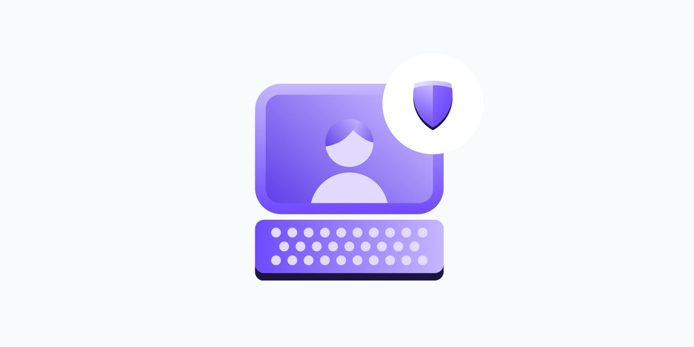 A person and a shield on a computer screen, suggesting how Proton parents guide their kids on online privacy