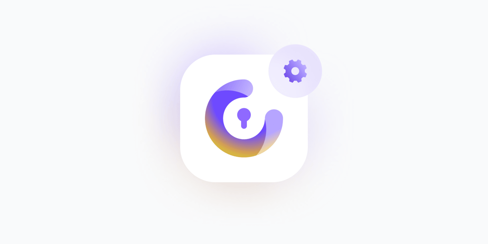 Proton Authenticator logo with a gear wheel