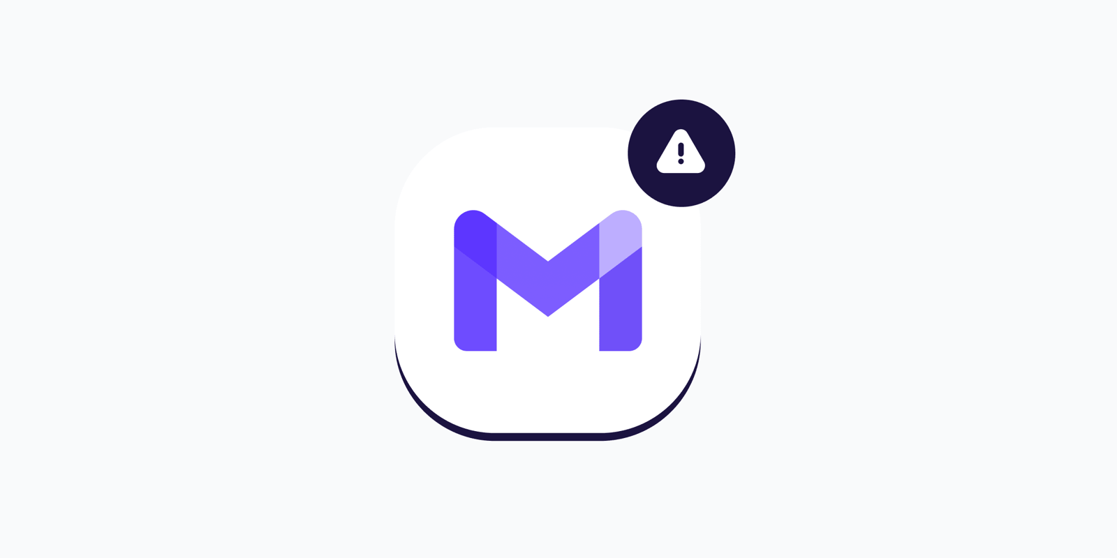 Gmail logo with a hazard sign in the corner