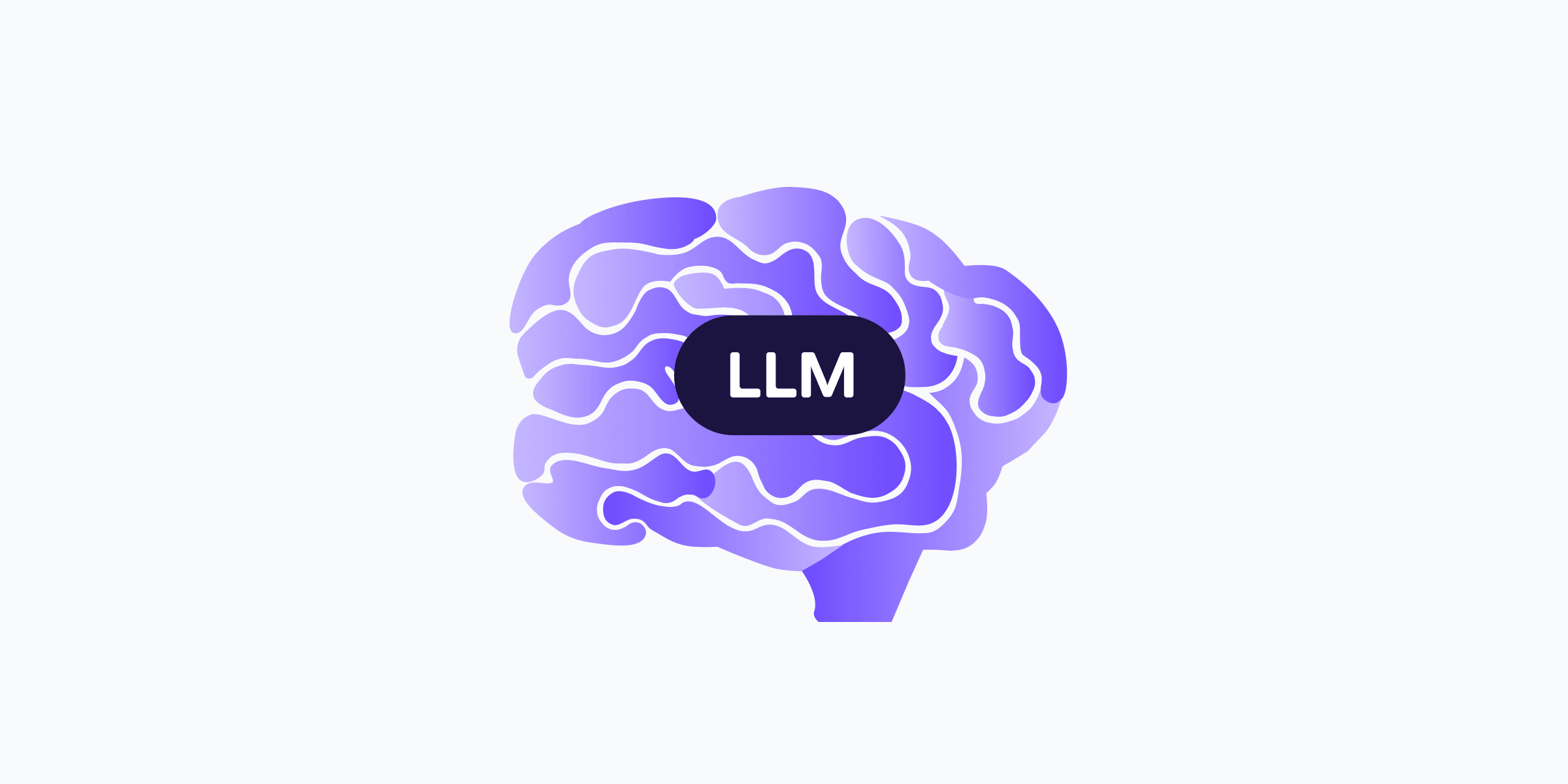 Illustration of a human brain with the label LLM