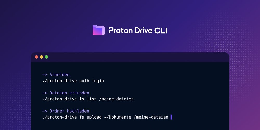 Ein Terminal mit Proton-Drive-CLI-Befehlen