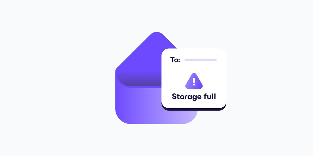 An open letter and a "storage full" message, representing a cloud storage email scam