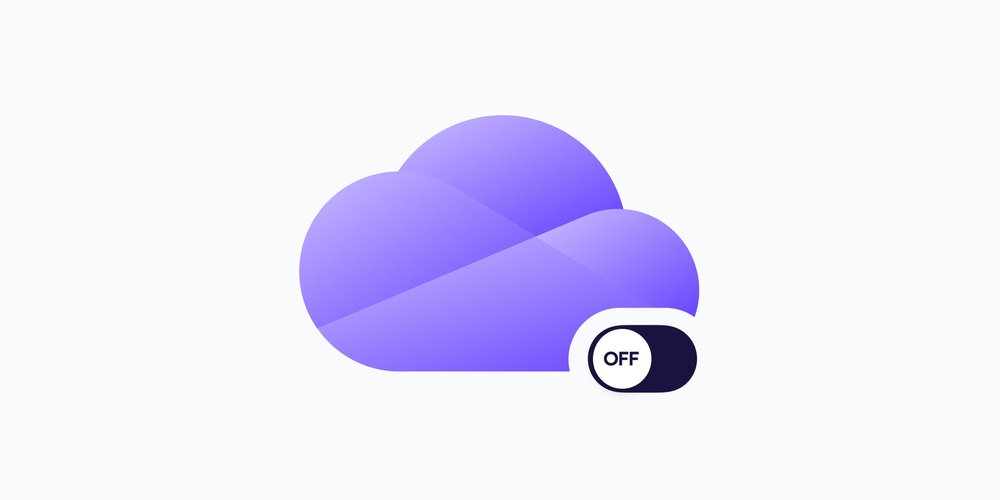 The OneDrive logo and an off toggle, representing ways to disable OneDrive