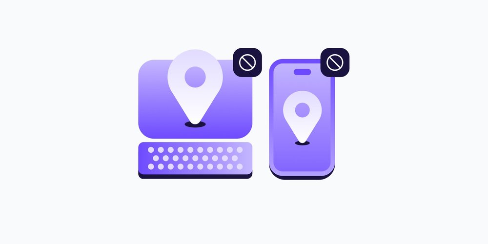A computer and mobile screen with location symbols, representing how to disable location history on all devices