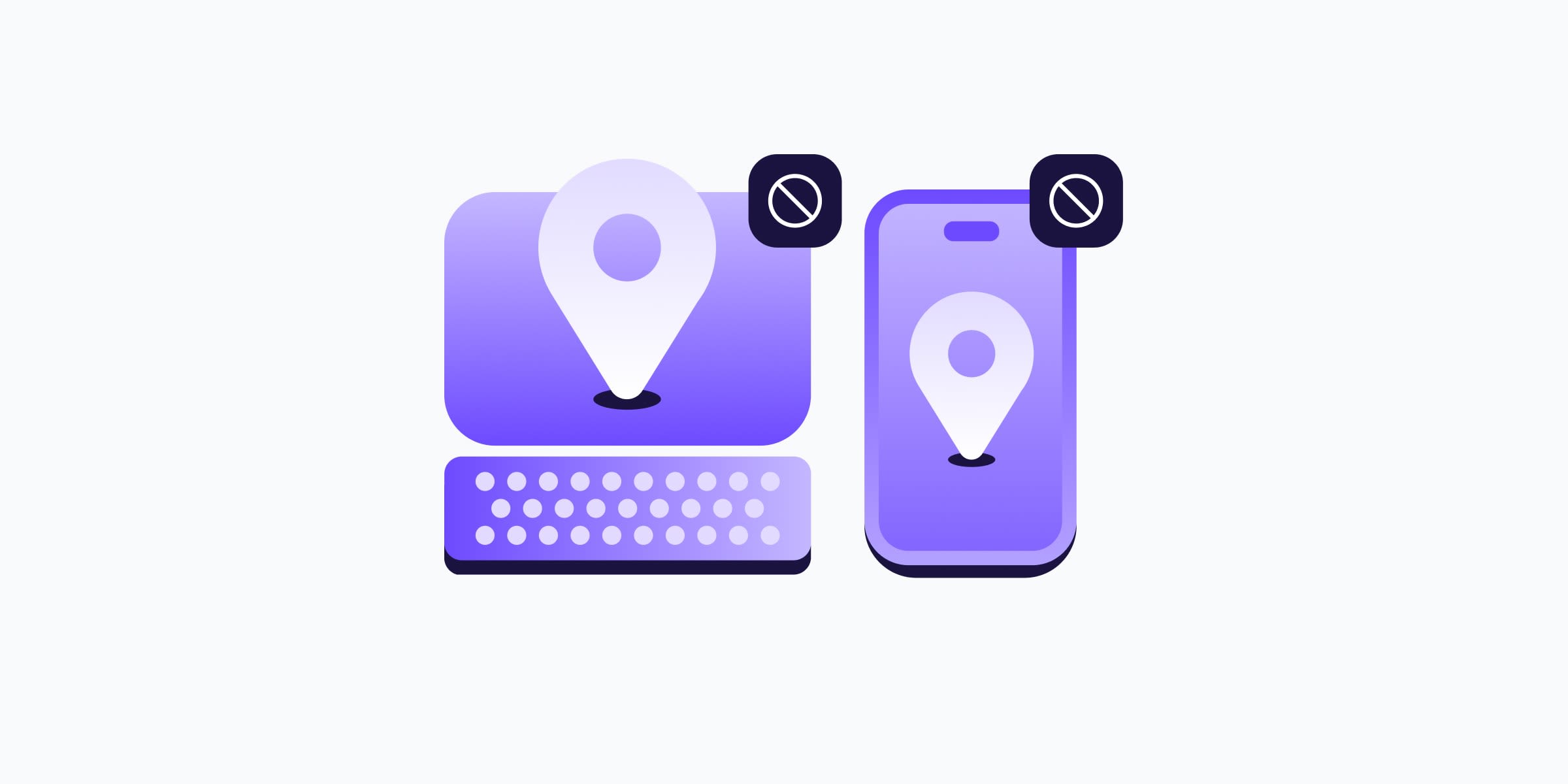 A computer and mobile screen with location symbols, representing how to disable location history on all devices