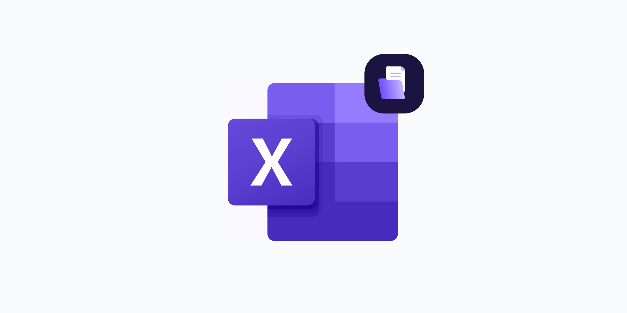 Illustration of the Microsoft Excel logo with a file open icon in the corner — representing opening an Excel file online without Microsoft Office.