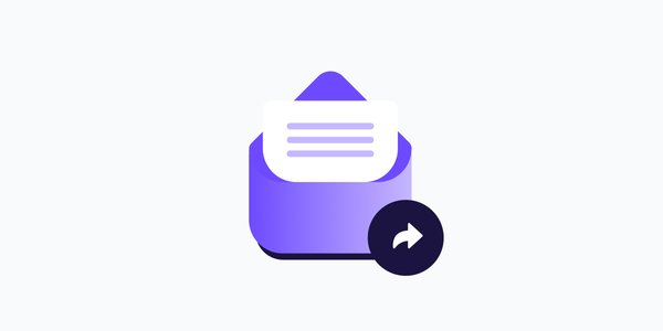 An open letter with a forwarding arrow, representing email forwarding