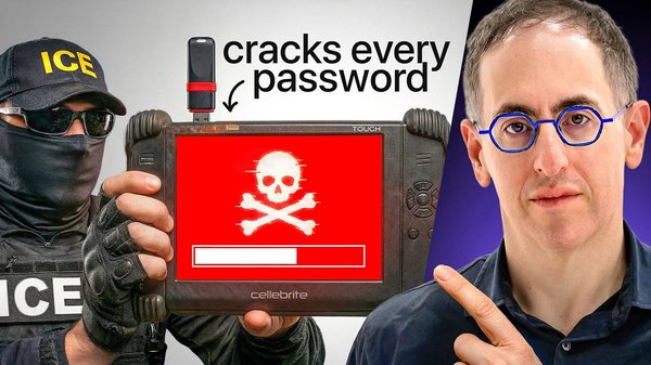Albert Fox Cahn showing a device that cracks passwords.