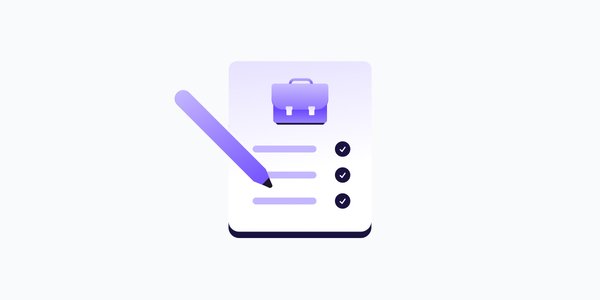 Illustration of a checklist with a briefcase icon and checked items, with a pencil writing on it, representing a business contingency plan.