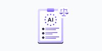 A clipbboard with a checklist, an AI label inside the European Union flag, and the scale symbol, all representing the EU AI Act