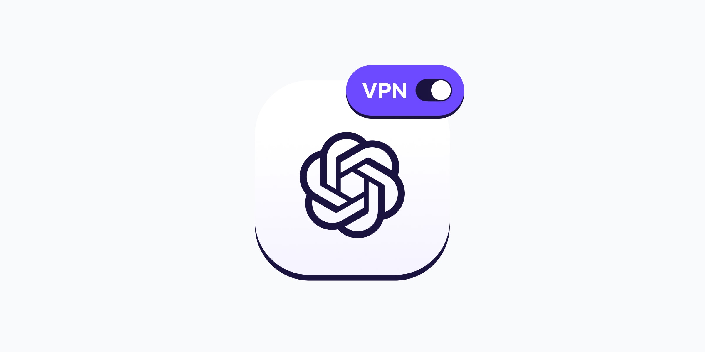 The ChatGPT logo and a VPN label, representing the use of ChatGPT with a VPN