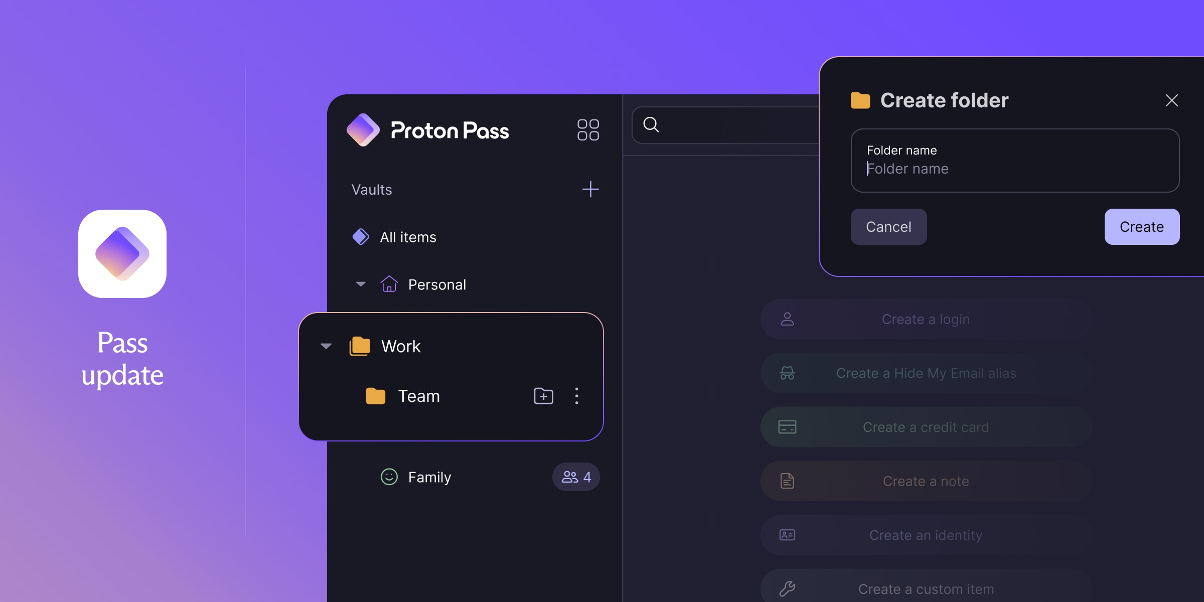 Folders, URL matching, and compromised password alerts are now available for Proton Pass