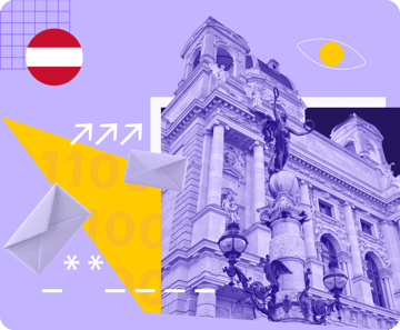 The Natural History Museum in Vienna and email logos under a surveillance eye.