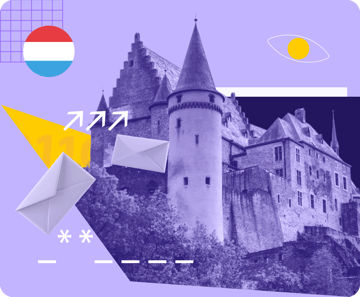 The Vianden Castle and email logos under a surveillance eye.