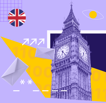 Email under a surveillance eye with the Big Ben in the background