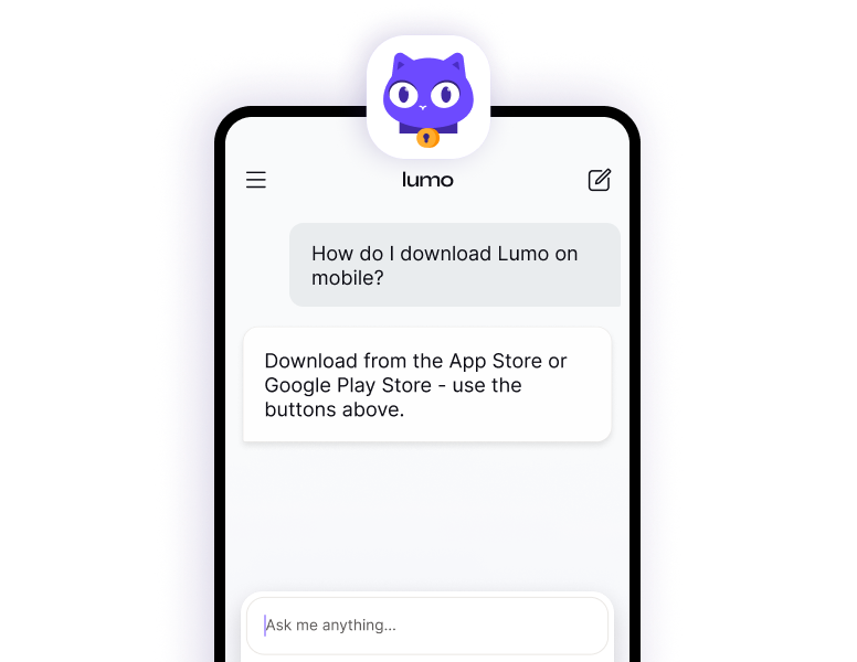 Scan the QR to download Lumo from the App Store or Play Store